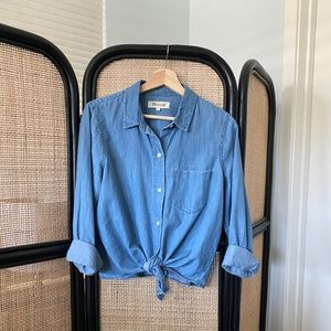 Madewell Chambray Tie Top - Large